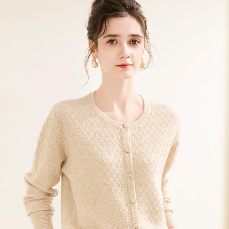 

TUHUANG Women s Pure Cashmere Round Neck Cardigan Sweater XL (170/92A)