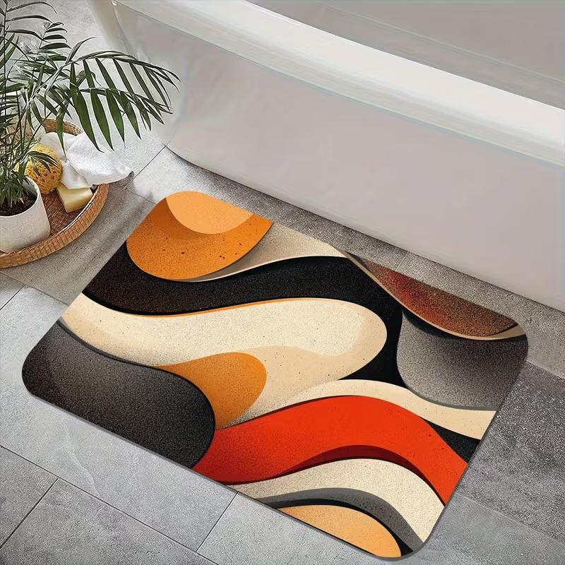 Colorful Hearts Print Doormat Non-Slip Absorbent Floor Mat Valentine's Day Style Kitchen Rug