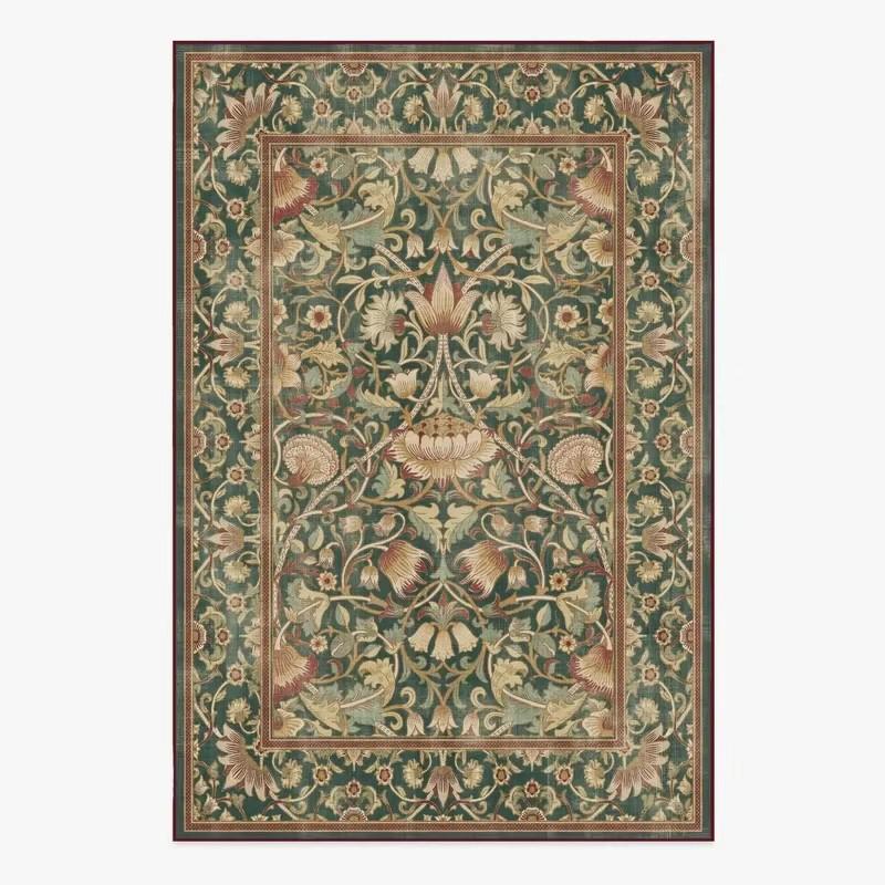 

Килим для вітальні великого розміру, приліжковий килимок для спальні, килими, які можна прати в машині, килим з весняними квітами та рослинами в ретро стилі для домашнього декору 100x150cm