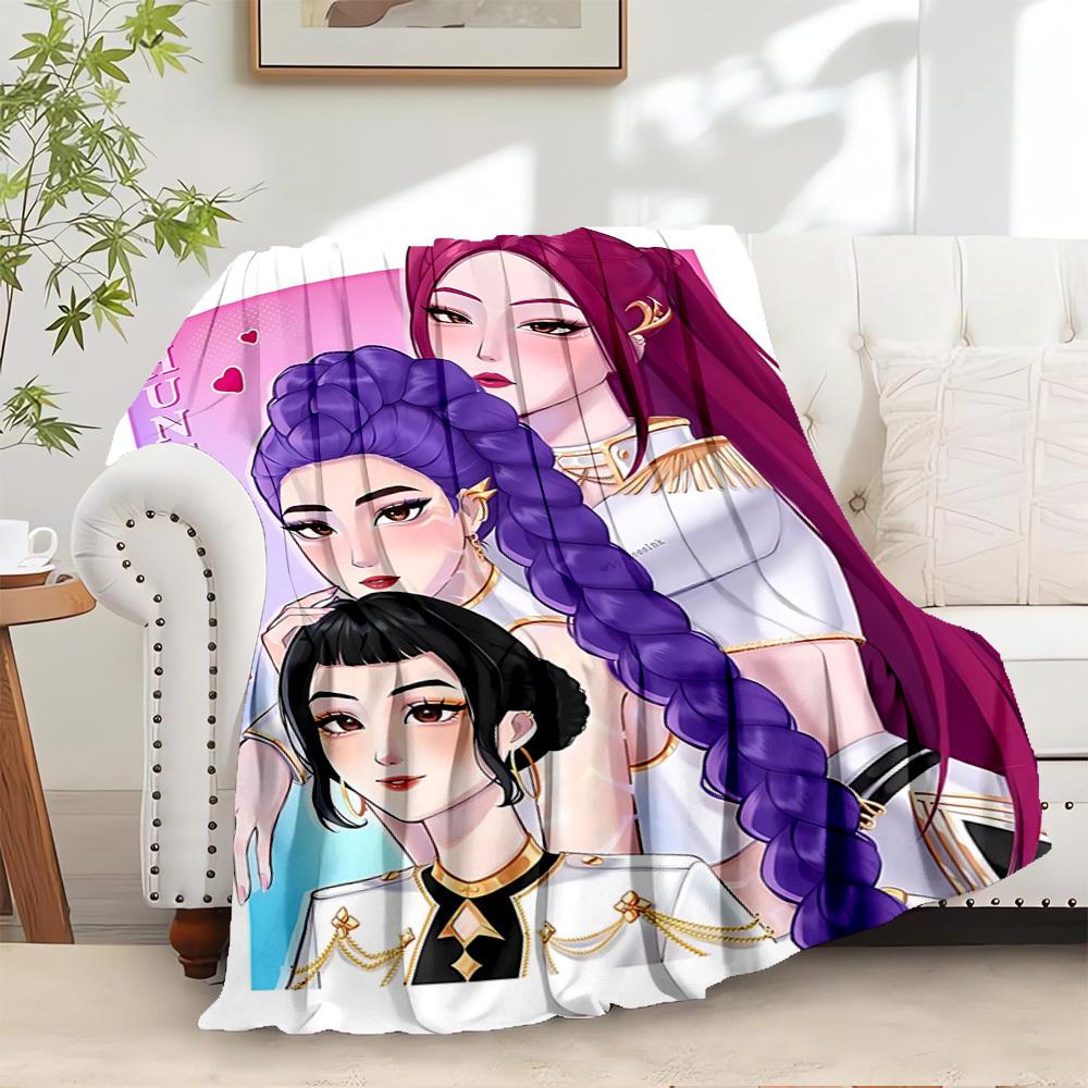 

K-POP Anime Girls Group Four Seasons Soft Warm Blanket All-Season Thick Knit Polyester Bedspread for Bed, Camping, Travel Perfect Gift 80x120cm