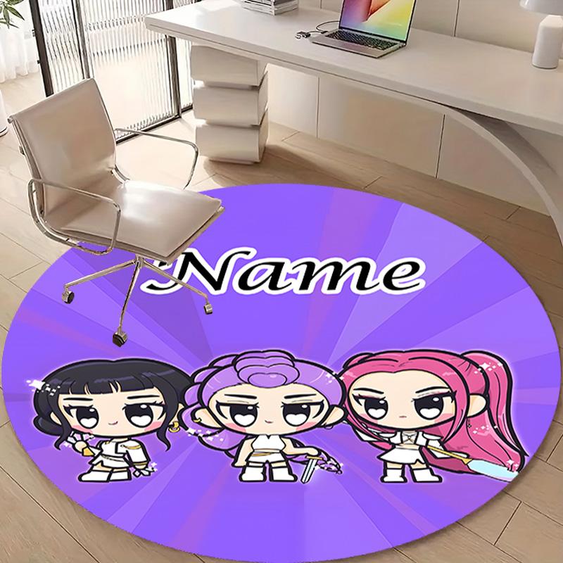 Personalized K-KPop Demon Hunters Round Chair Office Rug - Perfect for Mat, Office Chair & More - Ideal Gift for Birthdays and Holidays