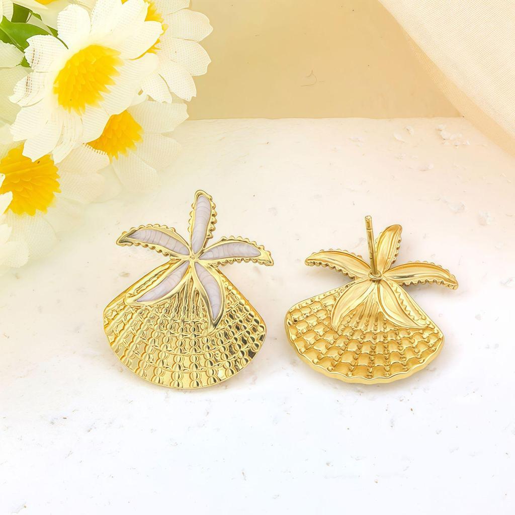 Colorful Starfish & Shell Beach Style Earrings – Marine Life Inspired Jewelry