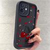 Large Cherry Black Groove Sandstone Phone Case for iPhone 15/16/17