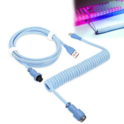 Coiled Keyboard Professional Custom Coiled Cable for Gaming Mechanical Keyboard Cable with Detachable Metal To Cable, USB-C Keyboards, Aviator, 1.5M