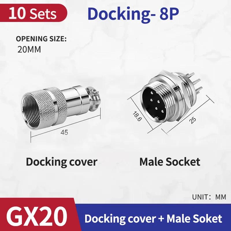 10Set GX20 Docking 2/3/4/5/6/7/8/9/10 Pin Male Female Butting Wire Cable Circular Aviation Socket Plug Panel Connector