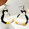 Kreative Pinguin Lotionflasche Seifenschale Doppelzweck Zwei-in-Eins Badezimmer Shampoo und Duschgel Spender Keramik Spenderflasche