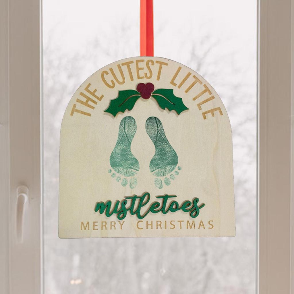 Christmas Footprint Sign Christmas Wooden Footprint Keepsake First Art Announcement Board Sign For Toddler Boys Girls Shower