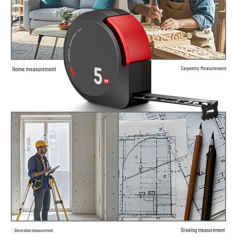 Bandă de măsurare de înaltă precizie rezistentă la uzură Green Forest - 3m/5m Mini, design anti-tăiere