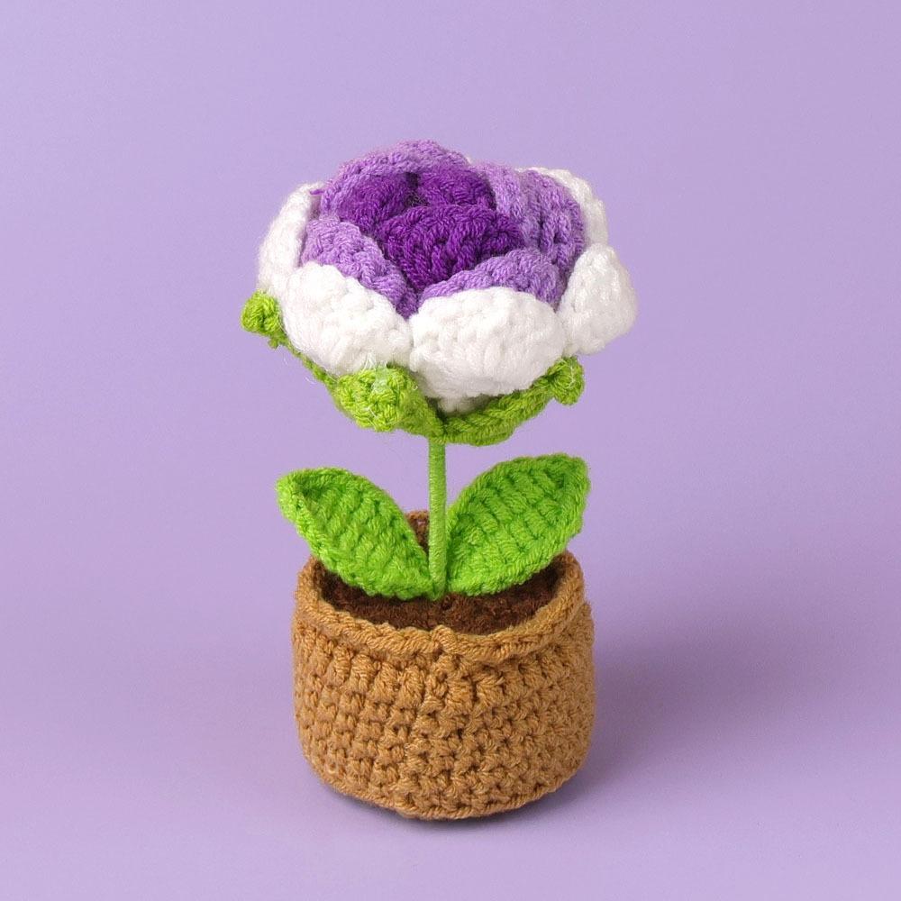 Crochet Sunflowers Potted Cute Knitting Flower Pot Flower Pot Handwoven Plant Car Table Bookshelf Home Decor Gift