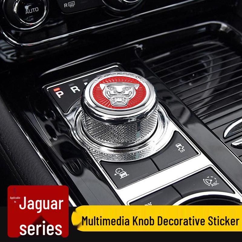 Naklejki na Dźwignię Zmiany Biegów Jaguar do XF, XFL, XE, XJL, XJ Modyfikacja Wnętrza - Pokrywa Gałki Konsoli Środkowej