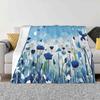 White And Blue Flowers , Abstract And Shapes Pattern Four Seasons Comfortable Warm Soft Blanket Blue And White Colour Flowers