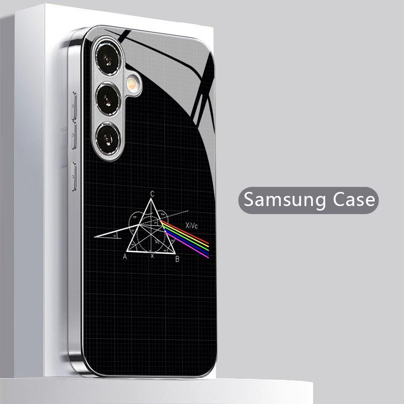 Optical Prism Pattern 2D Phone Case for Samsung S26 S25 S24 S23 S22 S21 S20 A56 A36 A16 - Electroplated Glass Protective Cover