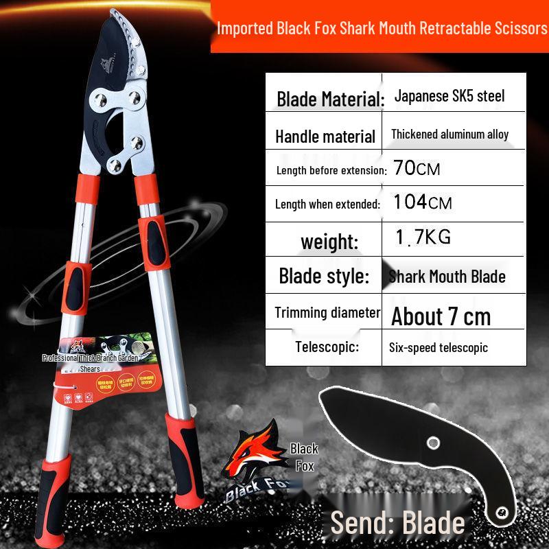 Black Fox Telescopic High Leverage Pruner for Cutting Thick Branches and Fruit Trees