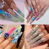 240pcs Half Cover False Nail Tip Extra Long Clear Fake Artificial Nail Tips for Home DIY Salon