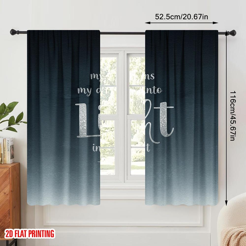 2pcs 2D flat printing Curtains My God Turns Darkness Light Polyester Without Electricity Festive Curtains for Holiday Decor