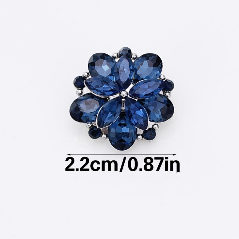 Crystal Flower Metal Alloy Buttons for Sewing DIY Decorative Button for Wool Coat Fur Coat Clothing Accessories