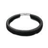 Tide Personality Black Leather Fish Scale Men's Bracelet - Vintage Punk Bangle