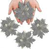 24pcs Christmas Glitter Poinsettia Flowers Artificial Flowers