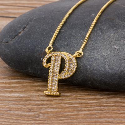 Nidin Light Luxury A-Z 26 Letters Necklace Zircon Pendant for Women Initials Name Necklace Fashion Party Wedding Jewelry Gift