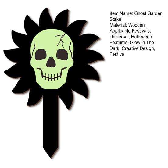 Halloween Yard Stakes Luminous Skeleton Decorative Garden Stakes Wooden Halloween