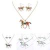 Ensemble Collier Boucles d'oreilles Pendentif Poney Arc-en-ciel Tendance avec Design Dégradé Coloré