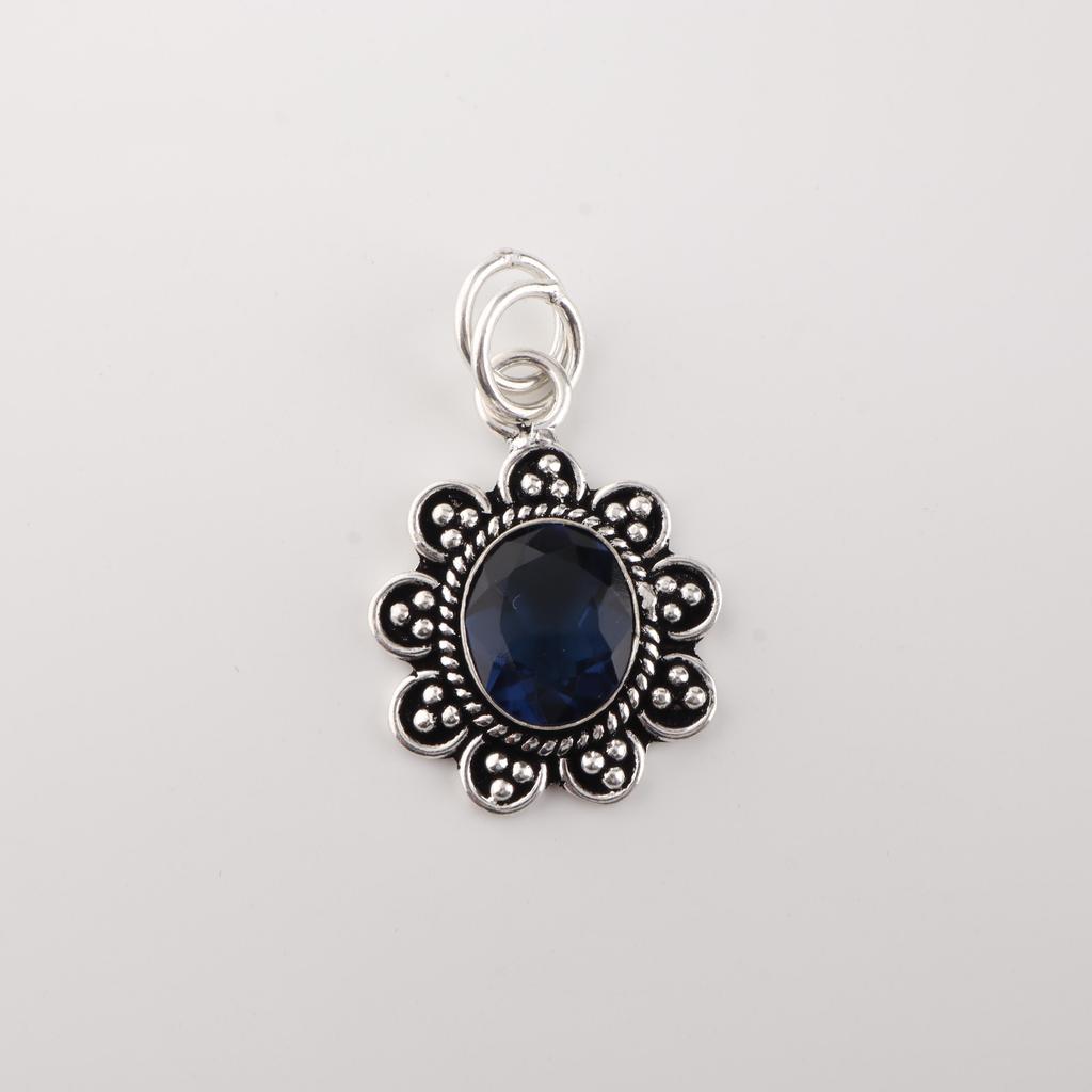 London Blue Topaz Gemstone 925 Sterling Silver Jewelry Oval Pendant 1.37" For Anniversary Gift CP-40-6