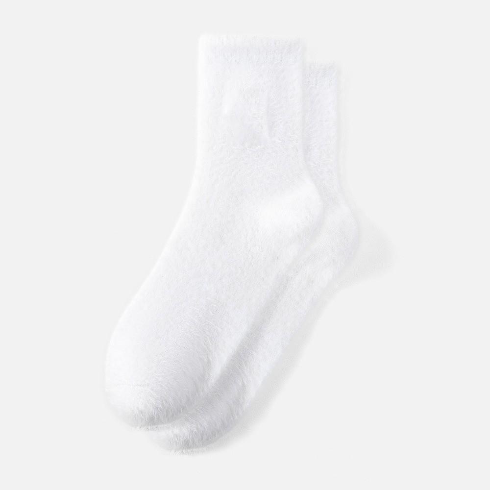 Solid Faux Mink Fleece Warm Socks Thickened Plush Socks New Fleece Lined Socks Women's Wear