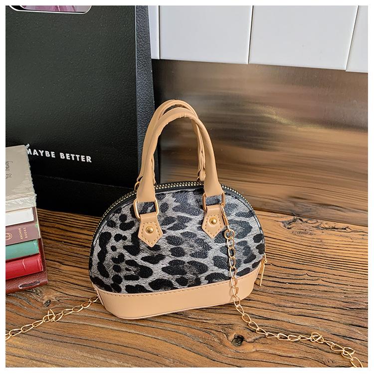 Leopard Print Girl's Mini Crossbody Handbag with Chain