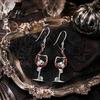 Creative Skeleton Ear Jewelry 1 Pair Funny Halloween Wine Glass Skull Earrings Gothic Music Festival Dangle Drop Statement for Women Holiday