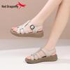 Red Dragonfly Women's Genuine Leather Summer Roman Sandals - Stylish, Comfortable, Perfect for Mothers.