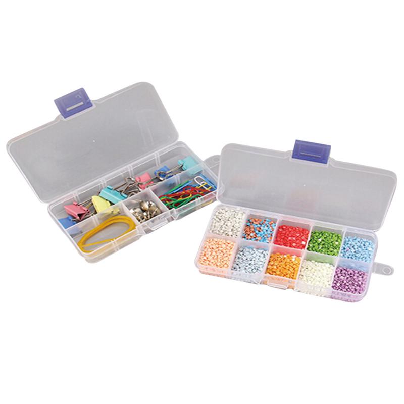 Plastic 10 Slots Adjustable Jewelry Storage Box Case Craft Organizer Beads