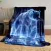 Glowing Bear In Cosmic Winter Scene Patterned Blanket, Flannel, Suitable for All Seasons, Home Decor, Warm and Cozy