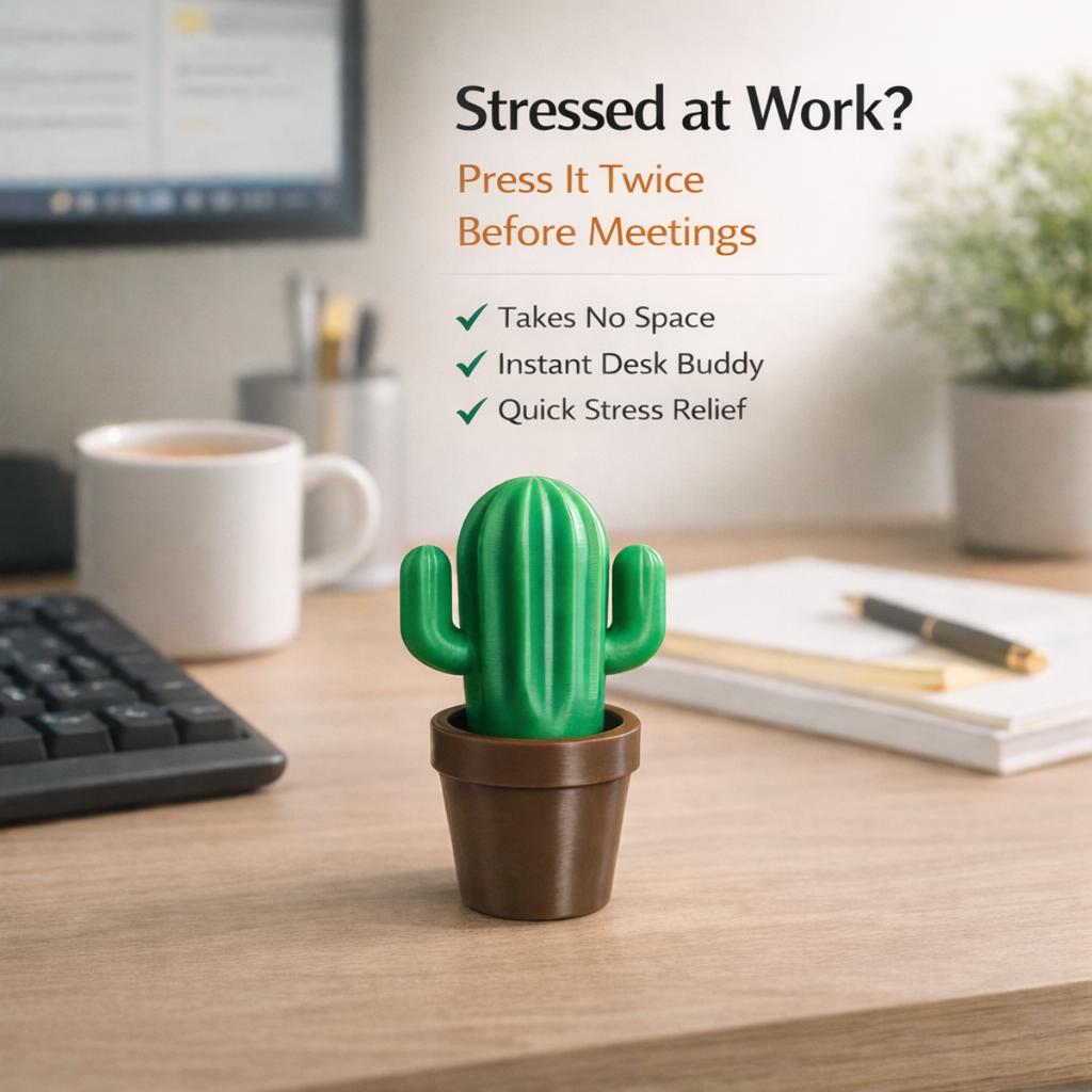 Mini Cactus Stress Relief Clicker Press Rebound Fidget Toy Desk Decor Portable 70mm