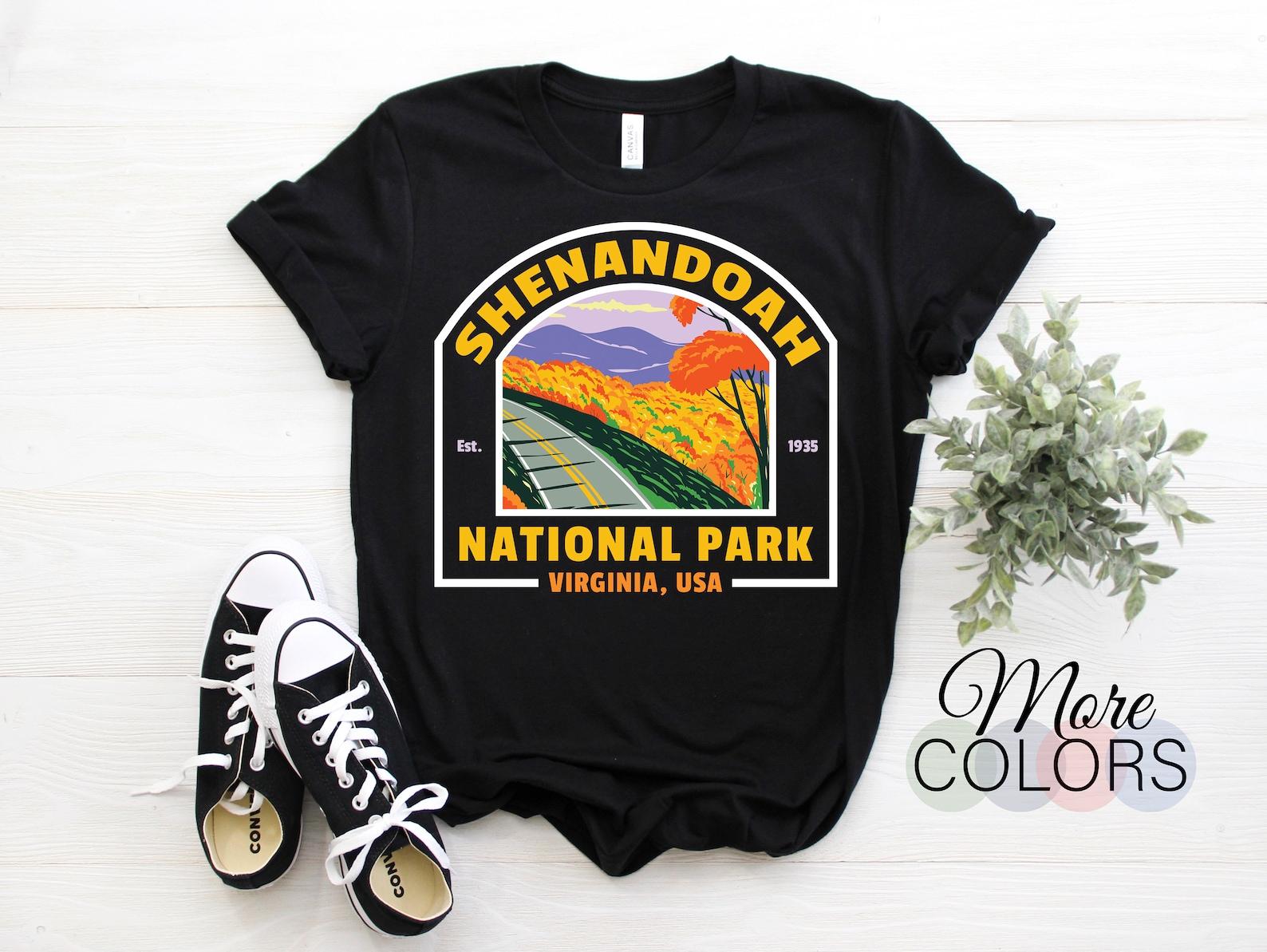 Shenandoah National Park US Vintage T-Shirt, USA Blue Ridge Mountains Virginia Parks Lover Gifts, Adventure Outdoors, Camping Hiking Travel, 100