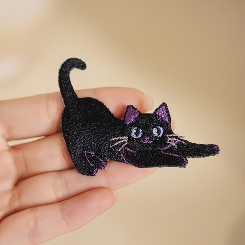 Insigne Pisică Neagră Desen Animat Patch-uri Pentru Haine Logo Accesorii Patch-uri Decorative Autocolante Aplicații Brodate DIY Pentru Cusut