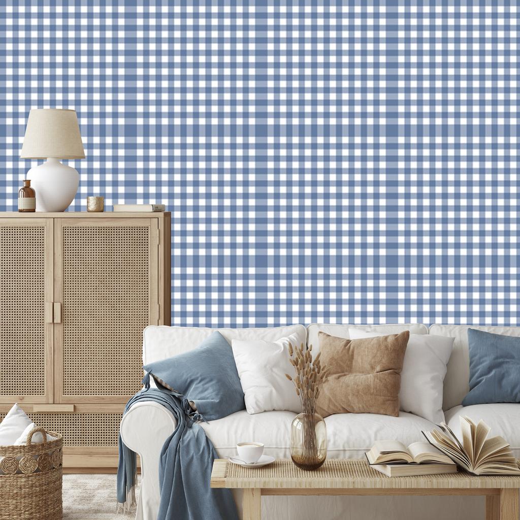 Wallpaper Fabric Pattern Blue and Azure for Living Room and Bedroom 50x1000