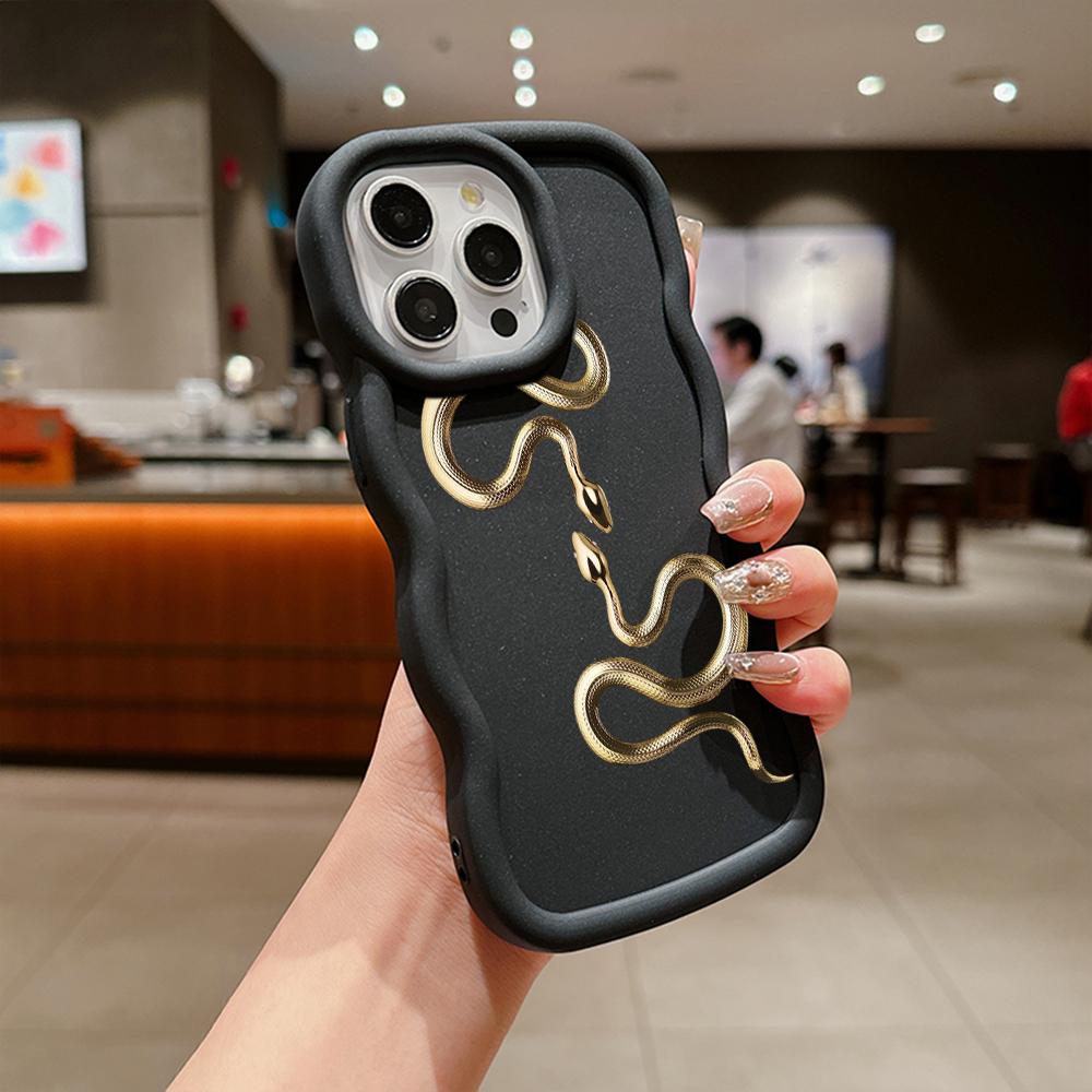 

Чохли для телефонів N71 Black Gold Snake Macaron Wavy Edge для iPhone 15 Pro Max Samsung A54 A14 S23 S24 S23 Ultra S21 FE Redmi Note 13 Pro Протиударний чохол Redmi Note 10 Pro