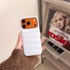Jednobarevná kožená péřová bunda Pouzdro na telefon proti pádu pro iPhone 14/13/Apple 17/16/15 Pro Max