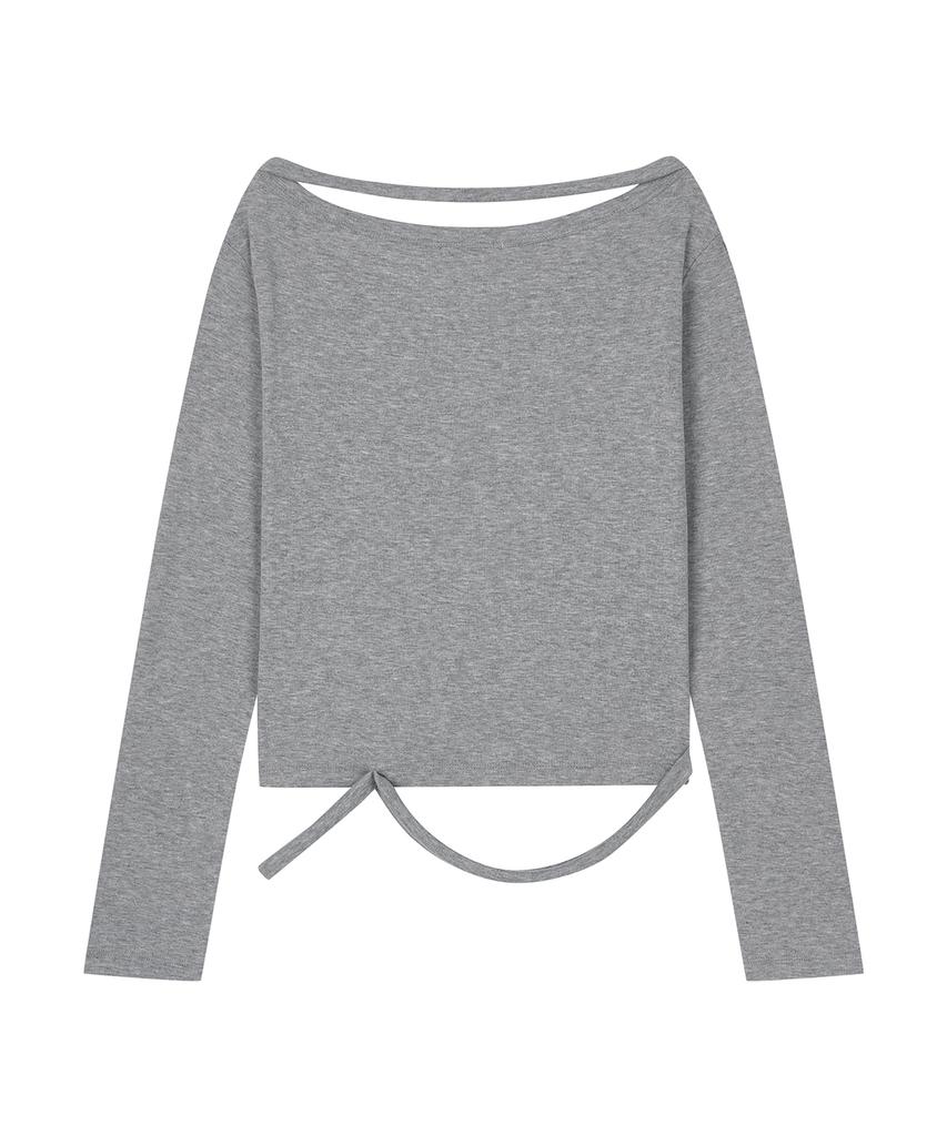 Saendeulig Strap Wide Neck T_Melange Gray