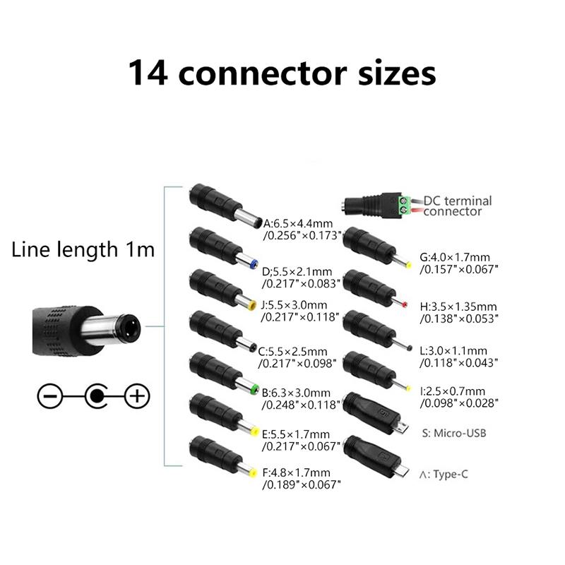 Type C To DC 5.5MM Power Boost Cable 5V Boost Line 14 Adapters Fast Charging USB C To DC Connector For Wifi Router Fan TV BOX