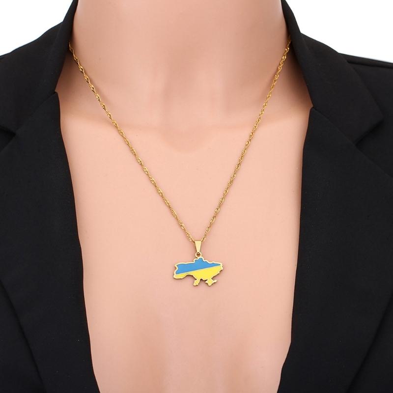 Ukraine Karte Halskette Einfache Ukrainische Symbol Halskette Party Schmuck Edelstahl Ukraine Umriss Anhänger Halskette