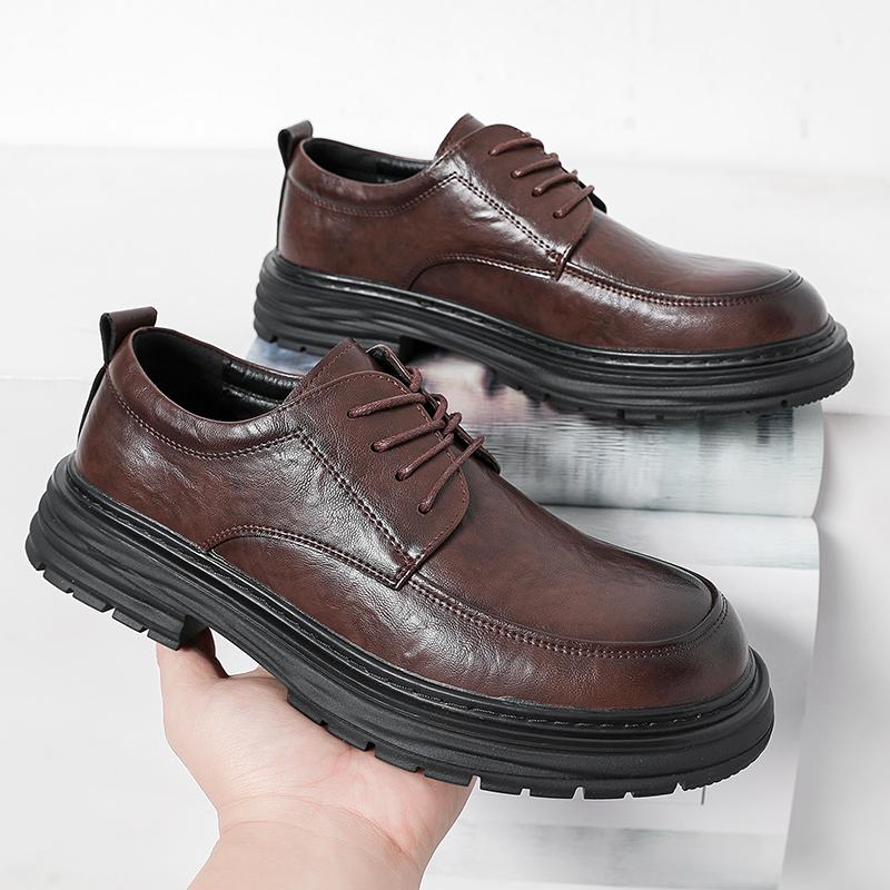 High- Quality Men's Retro Business Shoe New Style Thick-Soled Lace -Up Casual Shoe Comfortable Soft-Soled Anti-Slip Office Shoes