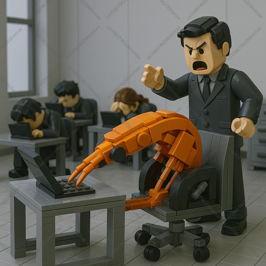 MOC Shrimp Hard Work Office Figurines Assembly Model Building Blocks City Brick Prank Toy Set Best Gifts for Boys and Girls Kids
