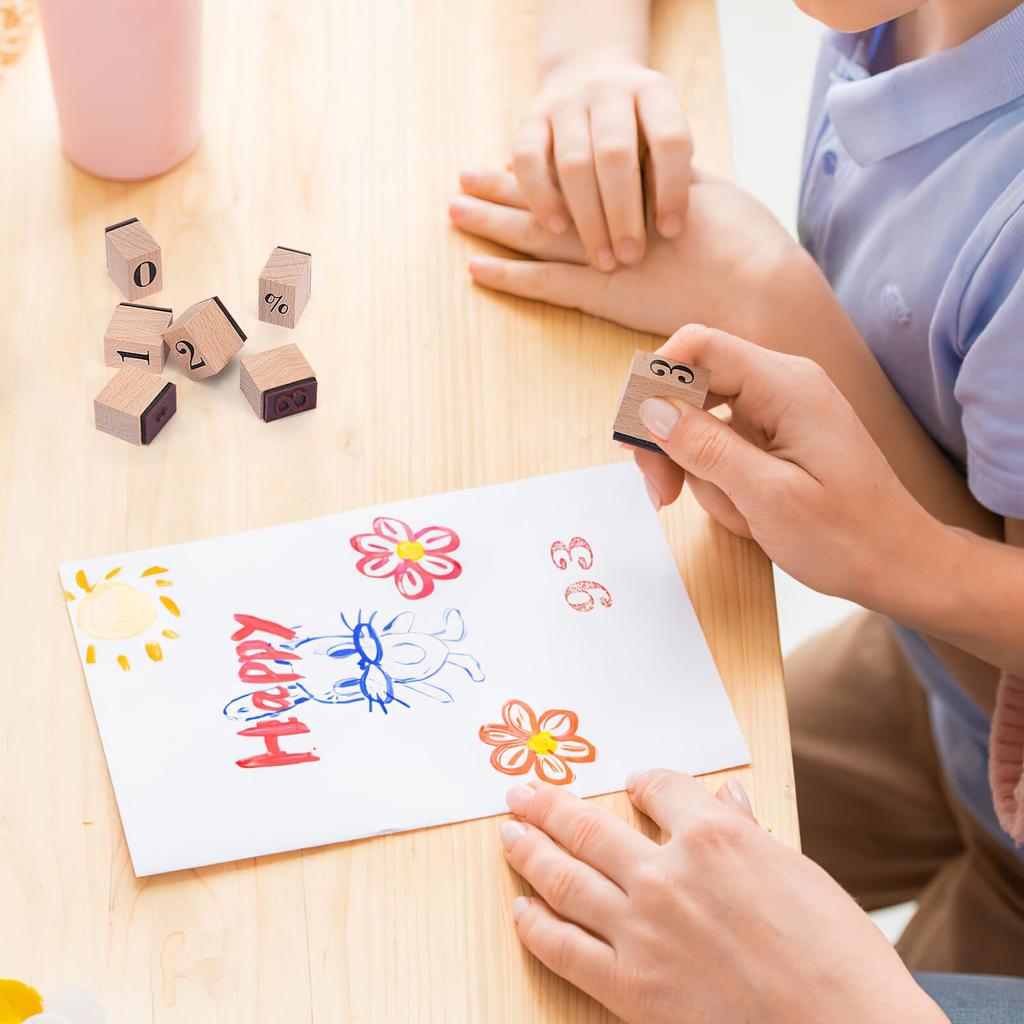 SEWACC Number Cute Wooden Date Rubber Number Set for DIY 12 Pieces and Two Stamps, Stamps, Planners, Books, Diaries, Calendars, Albums, Signs, Cards,
