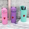 Silicone Pencil Case Bear Shaped Portable Pencil Pouch Cute Stationery Organizer for Pen Rulers Makeup Brushes Students School Supplies