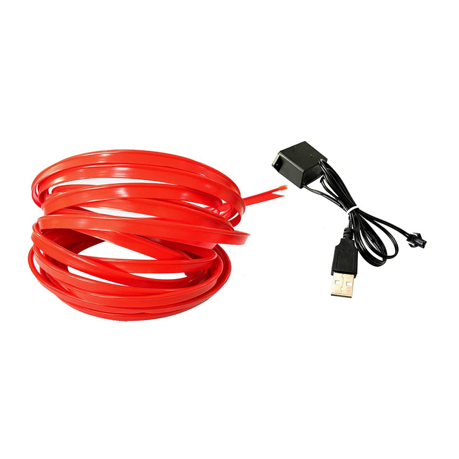 

USB EL Wire 10 M/5 M/3 M Гибкая неоновая световая трубка DC 5 В Неоновая трубка Освещение салона автомобиля Световая полоса для внутренней отделки Декоративная 3 красный