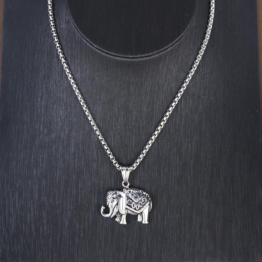 Indian Elephant Silver Chain Necklace 325