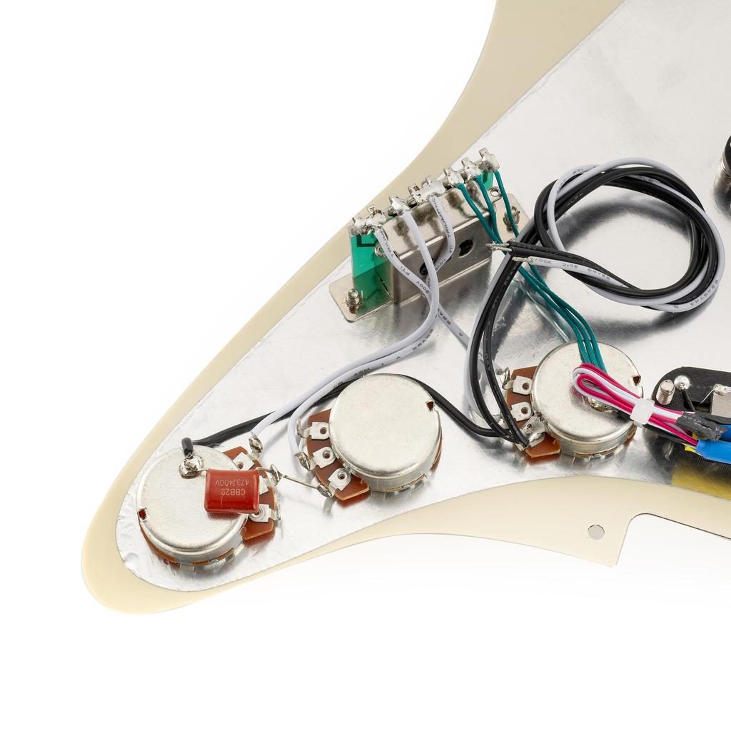 Musiclily SSS Golpeador Pre-cableado Alnico 5 Humbucker Tamaño Simple para Guitarra Eléctrica Strat 4P Perla Blanca Envejecida Pro-SE ST-DPHA