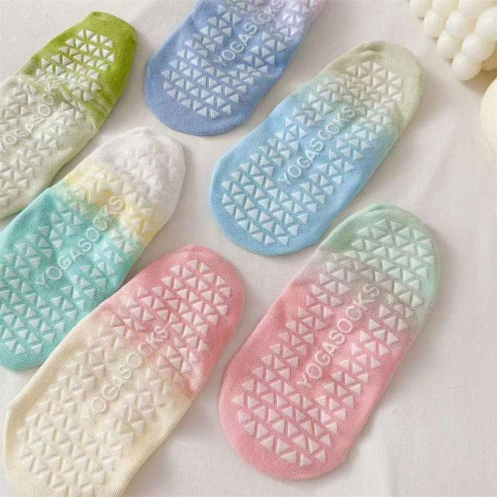 6pairs Patchwork Fitness Yoga Socks Non-Slip Dot Silicone Floor Socks  Anti-Friction
