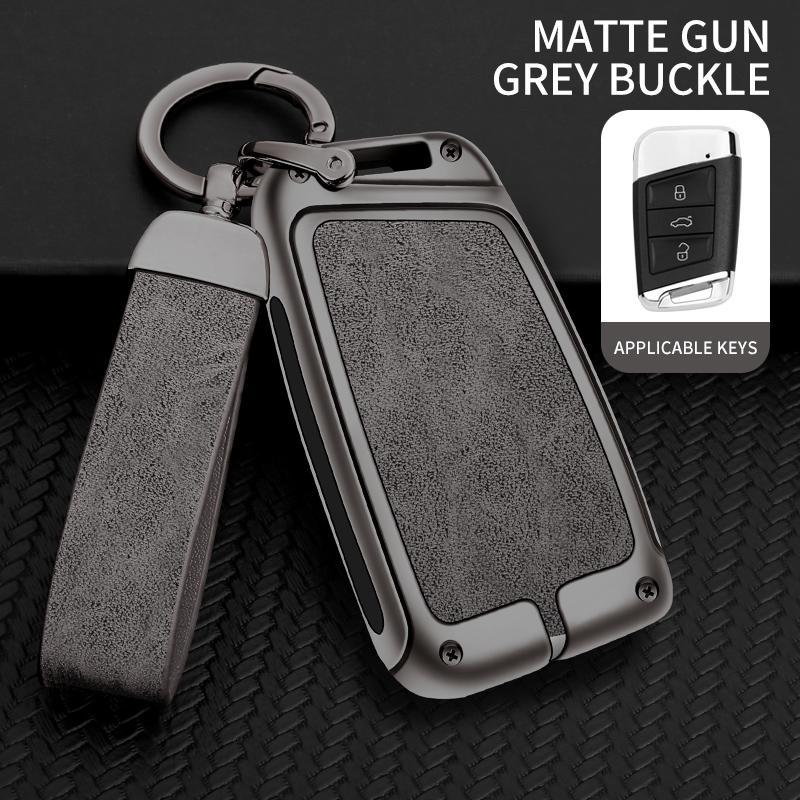 New Zinc Alloy Leather Car Key Case Cover Shell For VW Volkswagen Magotan Passat B8 Skoda Superb Kodiaq A7 Car Key Accessories